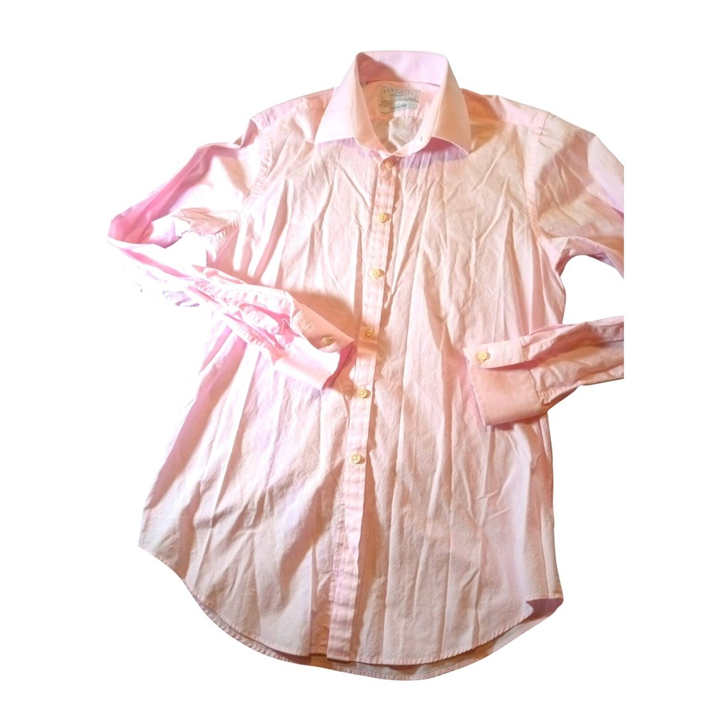 Charles Trywhitt Shirt Mens 16 36 Pink Check Tailored Fit Dress Button Up